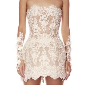 Bronx and Banco Maraya Strapless Lace Mini Dress